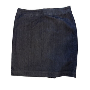 Coldwater Creek Women’s Denim Straight Short Skirt Size 14 P Blue Dark Wash